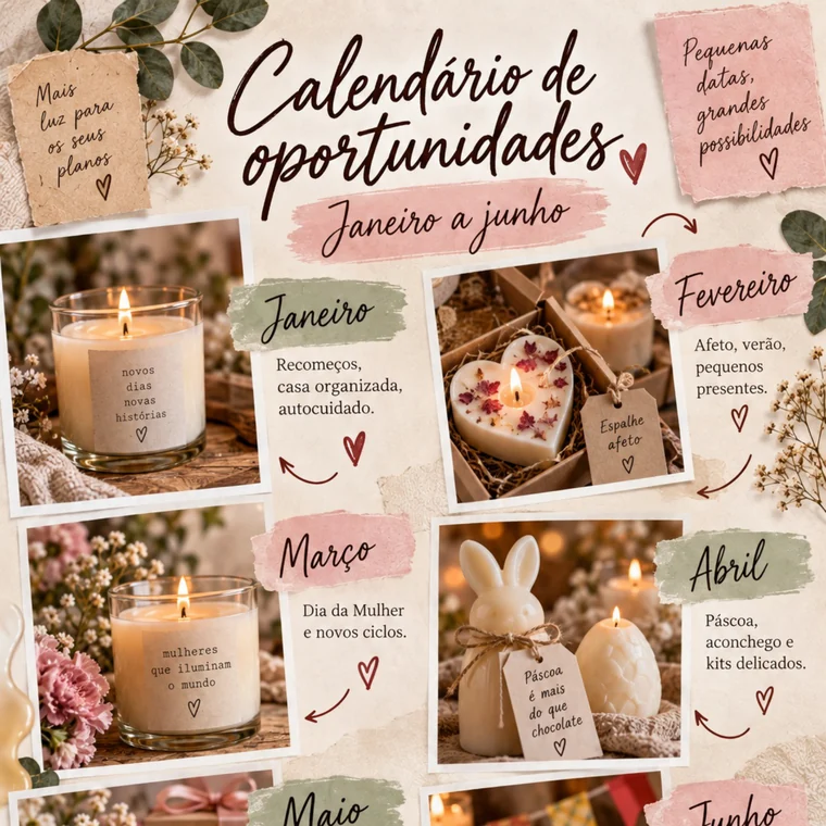 Página do guia com o calendário de oportunidades mês a mês