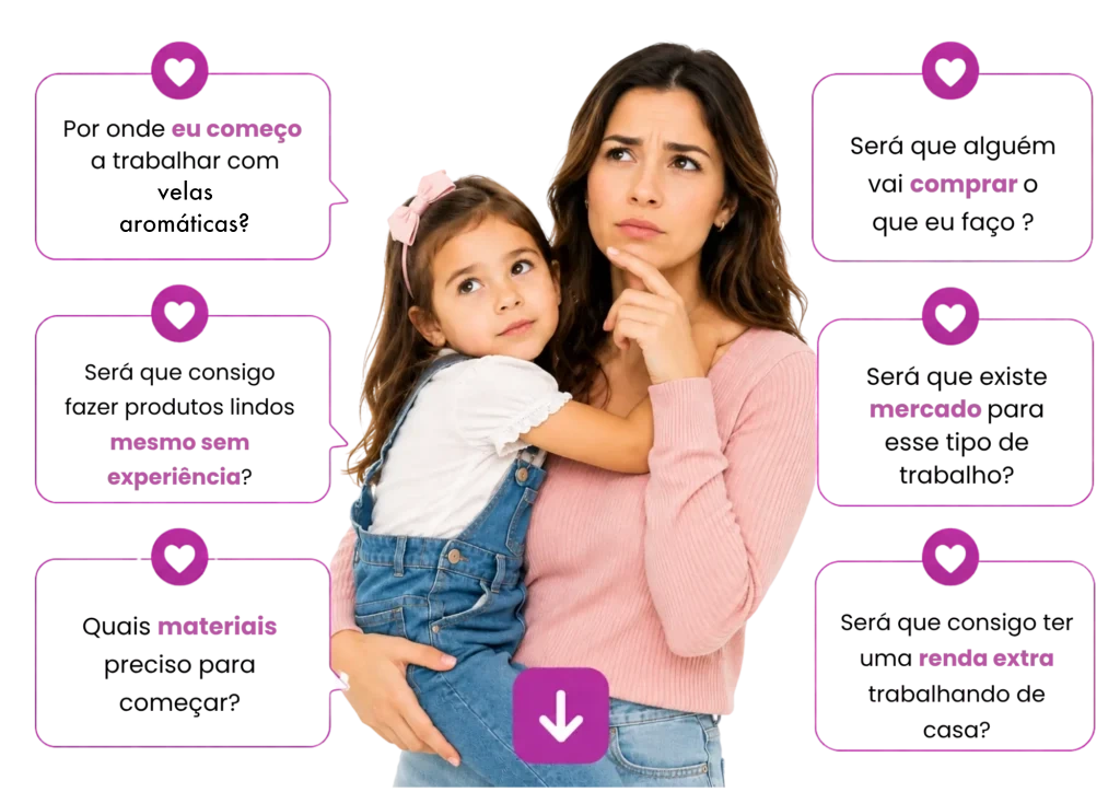 Mãe com menina e dúvidas sobre começar na papelaria personalizada — imagem indicada no print de referência
